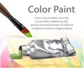 Tube smear artistic paint with a brush, vector illustration