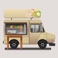 Side View Mobile Turkish Kebab Food Truck Vector Illustration