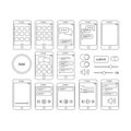 Mobile ui elements wireframe isolated on white background Royalty Free Stock Photo