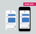 Mobile ui kit messenger. Chat app template. Social network concept. Vector illustrationn Royalty Free Stock Photo