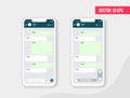 Mobile ui kit messenger. Mobile Phone. Chat app template. Modern realistic white and black smartphone.