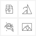 Mobile UI Line Icon Set of 4 Modern Pictograms of bar, search, valentines, picture, rate