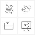 Mobile UI Line Icon Set of 4 Modern Pictograms of cylinder, data, cloud, internet, connect