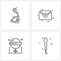 Mobile UI Line Icon Set of 4 Modern Pictograms of destination, candy, location, love, stick