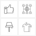 Mobile UI Line Icon Set of 4 Modern Pictograms of liked, light, business, network, object