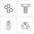 Mobile UI Line Icon Set of 4 Modern Pictograms of medical, Christmas, hospital, screw, winters