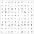 Mobile UI Line Icon Set of 100 Modern Pictograms of office, building, messages, mail, message Royalty Free Stock Photo