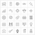 Mobile UI Line Icon Set of 25 Modern Pictograms of pin, group, time, hands, hours
