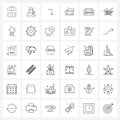 Mobile UI Line Icon Set of 36 Modern Pictograms of radar, radio, arrow, transport, transport