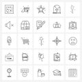 Mobile UI Line Icon Set of 25 Modern Pictograms of religion, Christianity, travelling, Christian, star shape