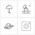 Mobile UI Line Icon Set of 4 Modern Pictograms of umbrella, night, medical, lighter, integral