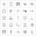 Mobile UI Line Icon Set of 25 Modern Pictograms of web, test-tube, dollar, medical design, medical