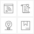Mobile UI Line Icon Set of 4 Modern Pictograms of wife, idea, website, letter, valentine