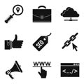 Mobile usage icons set, simple style Royalty Free Stock Photo