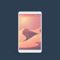 Mobile user interface login screen. Smartphone icons for account and password with natural desert dunes landscape vector