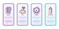 Mobile user interface for pet shop with thin line icons: snacks, toys, training, for kittens. Modern vector illustration Royalty Free Stock Photo