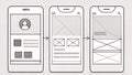 Mobile User Interface Wireframing Stages Showing Evolving App Screen Layouts And Structural Design Progression Royalty Free Stock Photo