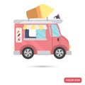 Mobile van with ice cream color flat icon