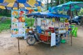 Mobile vendor cart with fresh fruit juces