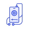 Mobile video music with handsfree, amazing icon of mobile video music