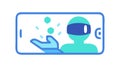 Mobile VR interaction, experiencing virtual worlds, vector design Generative AI Royalty Free Stock Photo