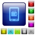Mobile wallet color square buttons Royalty Free Stock Photo