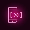 mobile wallet neon icon. Elements of web set. Simple icon for websites, web design, mobile app, info graphics Royalty Free Stock Photo