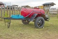 Mobile water barrel on wheels, liquid tank. You can put any inscription on the tank