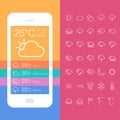 Mobile Weather Application Screen with icon set