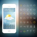 Mobile Weather Application Screen with icon set
