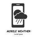 Mobile weather forecast glyph vector icon