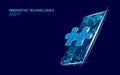 Mobile web app development. Puzzle UI technology software online concept. Graphic design smartphone development coding Royalty Free Stock Photo