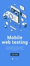 Mobile web testing debug application development browsing interface software banner vector Royalty Free Stock Photo