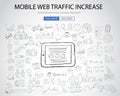 Mobile web traffic concept with Doodle design style