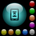 Mobile working icons in color illuminated glass buttons