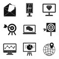 Mobile working icons set, simple style