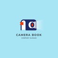 MobileCamera book modern logo with sheet and light shoot. premium vector