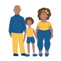 MobileFamily flat icons set - dark skin man, woman and kid. Family or children day concept Royalty Free Stock Photo