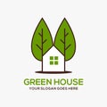 Mobilegreen house vector logo illustration perfect good for nature logo buildings flat color style with brown and green Royalty Free Stock Photo