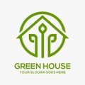 Mobilegreen house vector logo illustration perfect good for nature logo buildings flat color style with and green Royalty Free Stock Photo