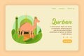 MobileVector illustration graphic of Qurban. A Mosque with Qurban camel. Perfect for poster