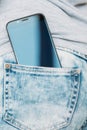 Mobility internet access gadget phone jeans pocket Royalty Free Stock Photo