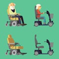 Mobility scooter. Power wheelchair. Mature citizen in electric wheelchair Royalty Free Stock Photo