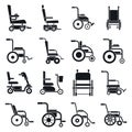 Mobility wheelchair icons set, simple style
