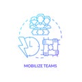 Mobilize teams blue gradient concept icon