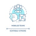 Mobilize teams turquoise concept icon