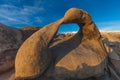 Mobius Arch Lone Pine Peak Mount Whitney Lower Natural arch Eroded Alabama Hills Lone Pine. People, California Royalty Free Stock Photo