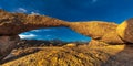 Mobius Arch Lone Pine Peak Mount Whitney Lower Natural arch Eroded Alabama Hills Lone Pine. People, Sky Royalty Free Stock Photo