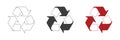 Mobius icons set. Plastic recycling symbols. Triangle signs with isolated arrows. Vector illustration