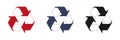 Mobius icons set. Plastic recycling symbols. Triangle signs with isolated arrows. Vector illustration